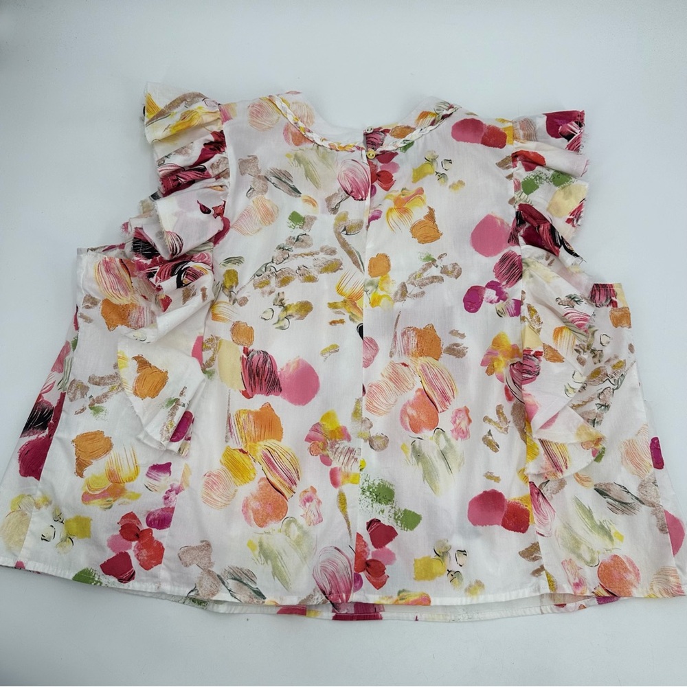 Fairhope Blouse Women’s XXL Pink Floral Ruffle Sleeve Braid Spring Top Feminine - Picture 15 of 15